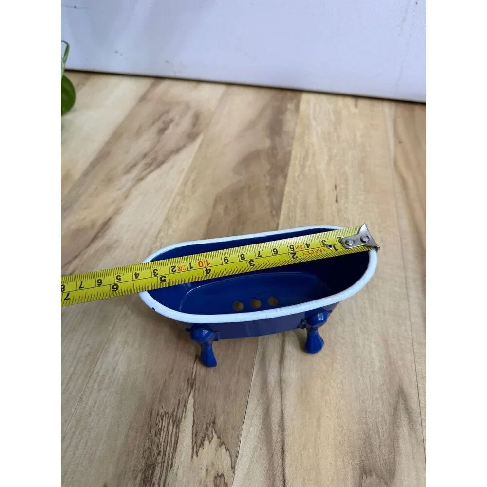 Mini Blue Bathtub Planter or Soap Dish with Drain Holes